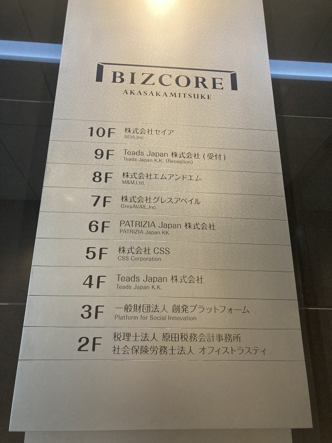 BIZCORE赤坂見附ビル-案内板
